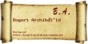 Bogert Archibáld névjegykártya
